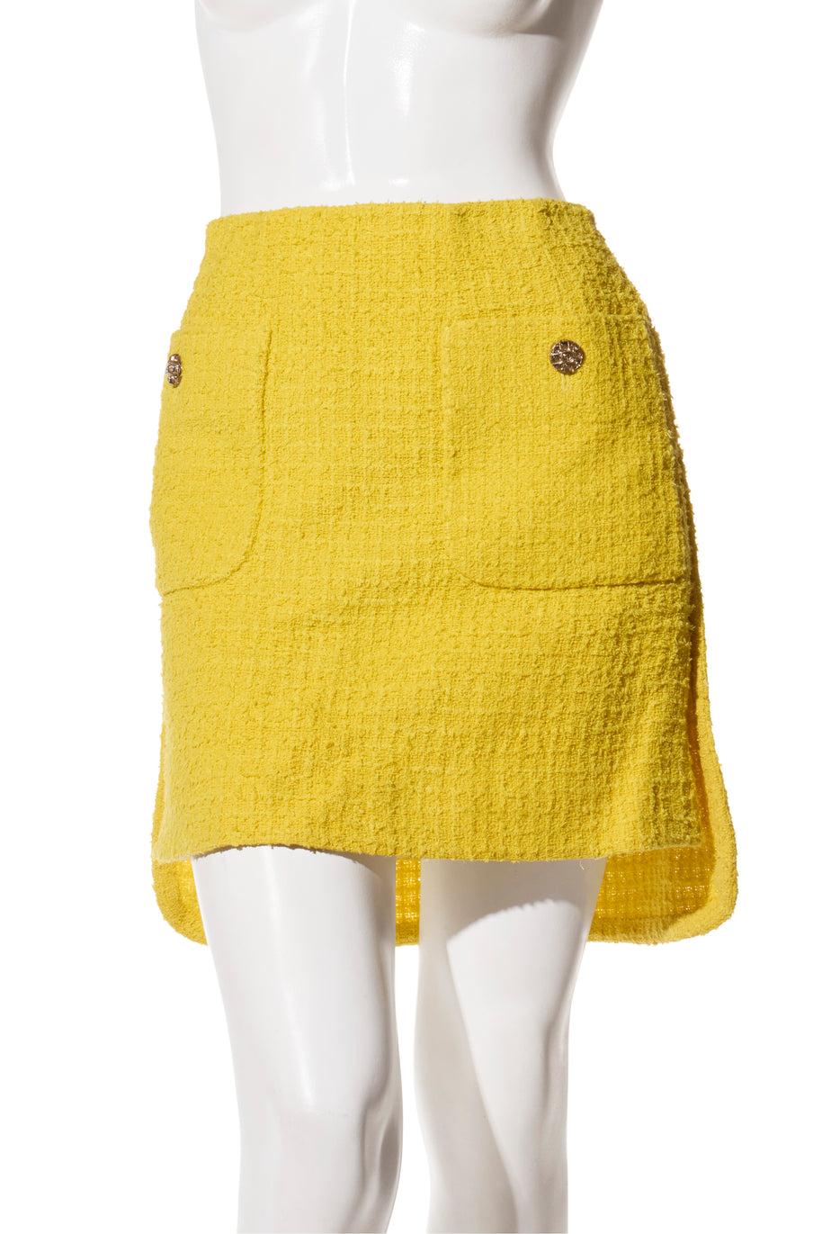 Chanel Spring/Summer 2022 Runway Yellow Tweed Skirt Suit, FR 36 / 34