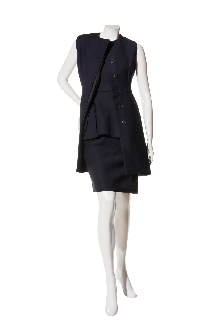Christian Dior Paris Navy Wool-Silk Dress & Jacket Set FR 36 (US 4)