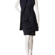 Christian Dior Paris Navy Wool-Silk Dress & Jacket Set FR 36 (US 4)
