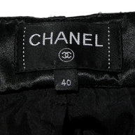 Chanel Spring/Summer 2021 Black Satin Ruched Shorts with No.5 Button FR 40