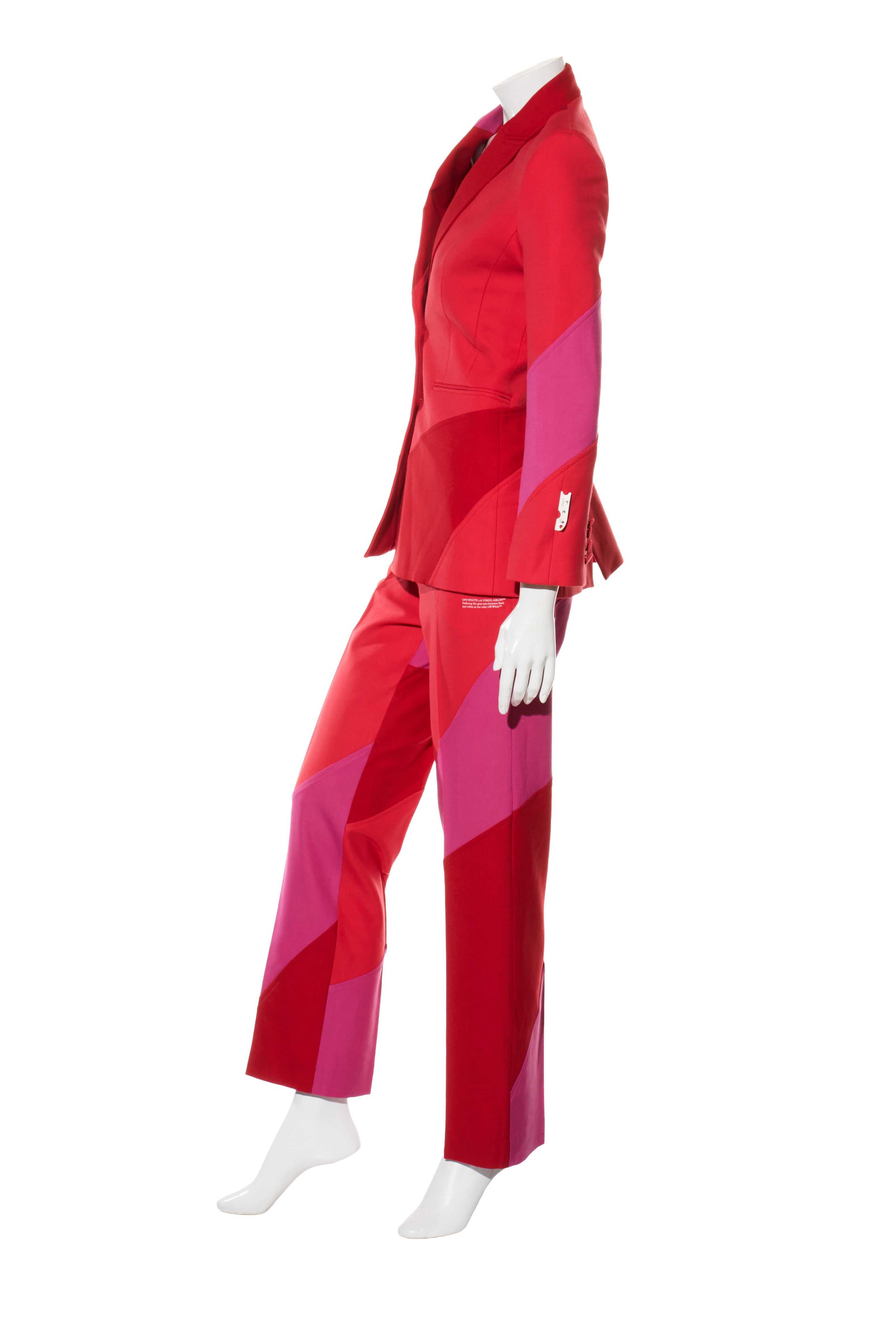 Off-White Resort 2021 Polyester Red and Pink Spiral Pantsuit Size IT 38
