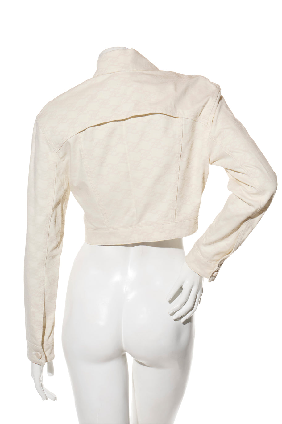 Fendi Women's Ivory FF Monogram Denim Jacket & Pants Set IT 40 / US 4 Made in Italy