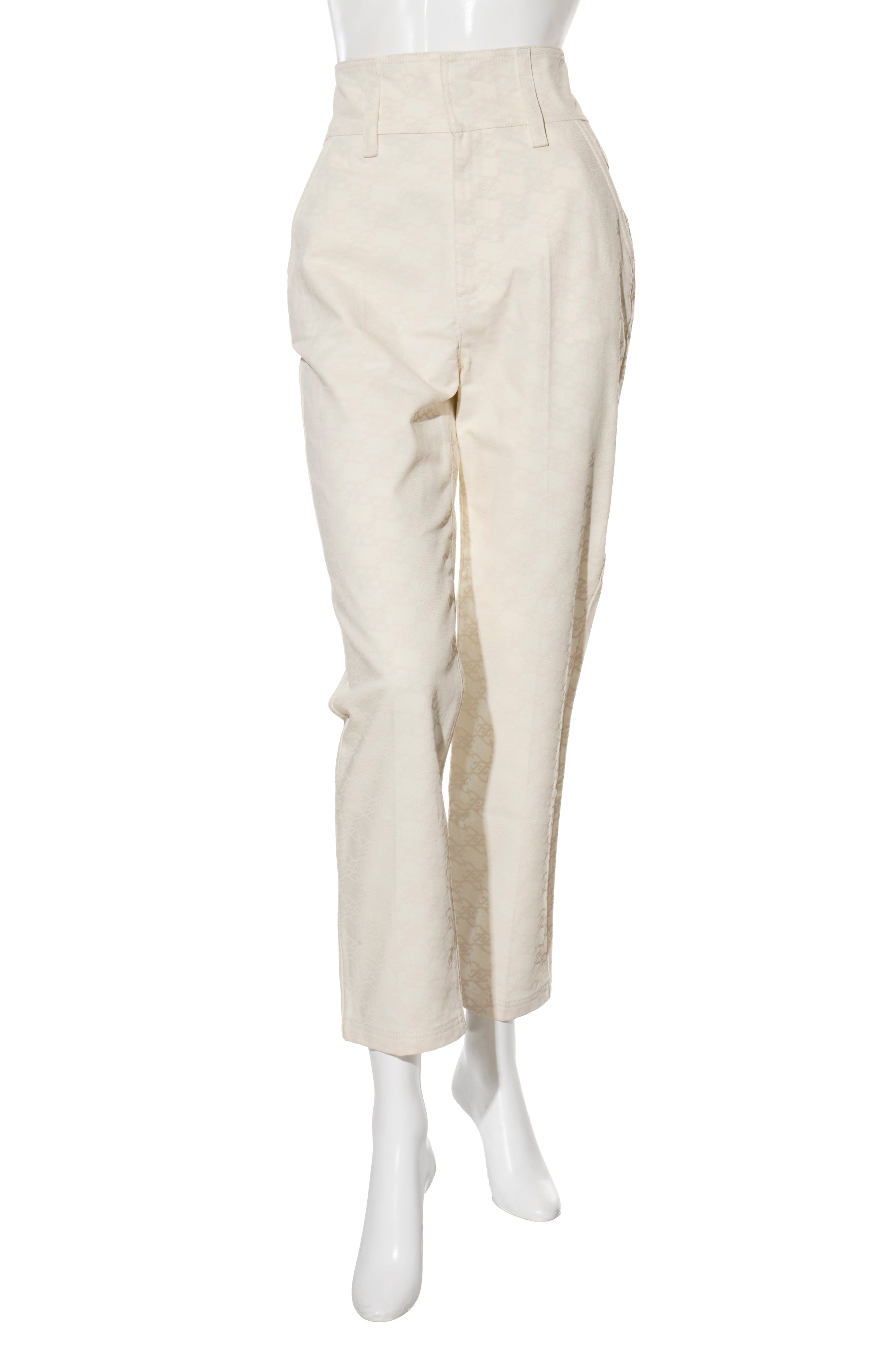 Fendi Women's Ivory FF Monogram Denim Jacket & Pants Set IT 40 / US 4 Made in Italy