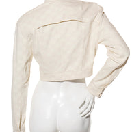 Fendi Women's Ivory FF Monogram Denim Jacket & Pants Set IT 40 / US 4 Made in Italy