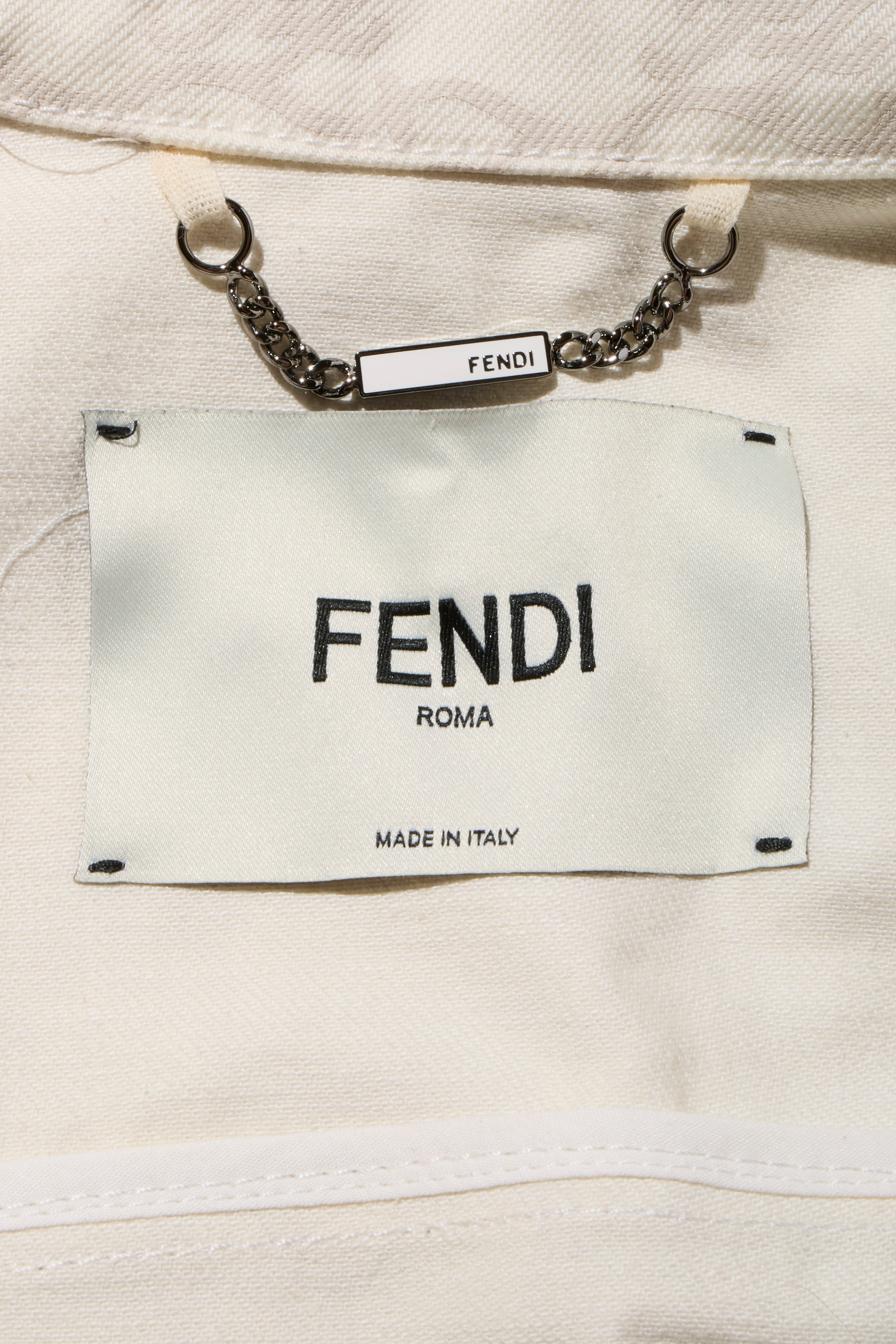 Fendi Women's Ivory FF Monogram Denim Jacket & Pants Set IT 40 / US 4 Made in Italy