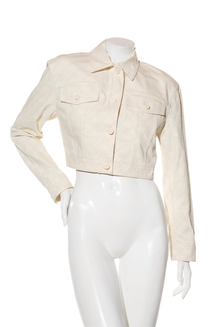 Fendi Women's Ivory FF Monogram Denim Jacket & Pants Set IT 40 / US 4 Made in Italy