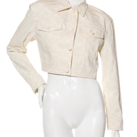 Fendi Women's Ivory FF Monogram Denim Jacket & Pants Set IT 40 / US 4 Made in Italy