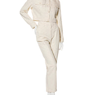 Fendi Women's Ivory FF Monogram Denim Jacket & Pants Set IT 40 / US 4 Made in Italy