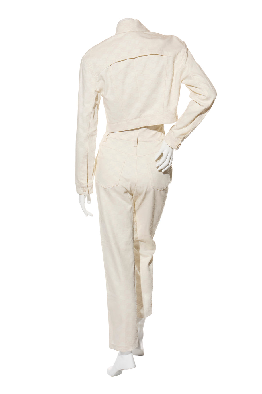 Fendi Women's Ivory FF Monogram Denim Jacket & Pants Set IT 40 / US 4 Made in Italy