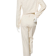 Fendi Women's Ivory FF Monogram Denim Jacket & Pants Set IT 40 / US 4 Made in Italy