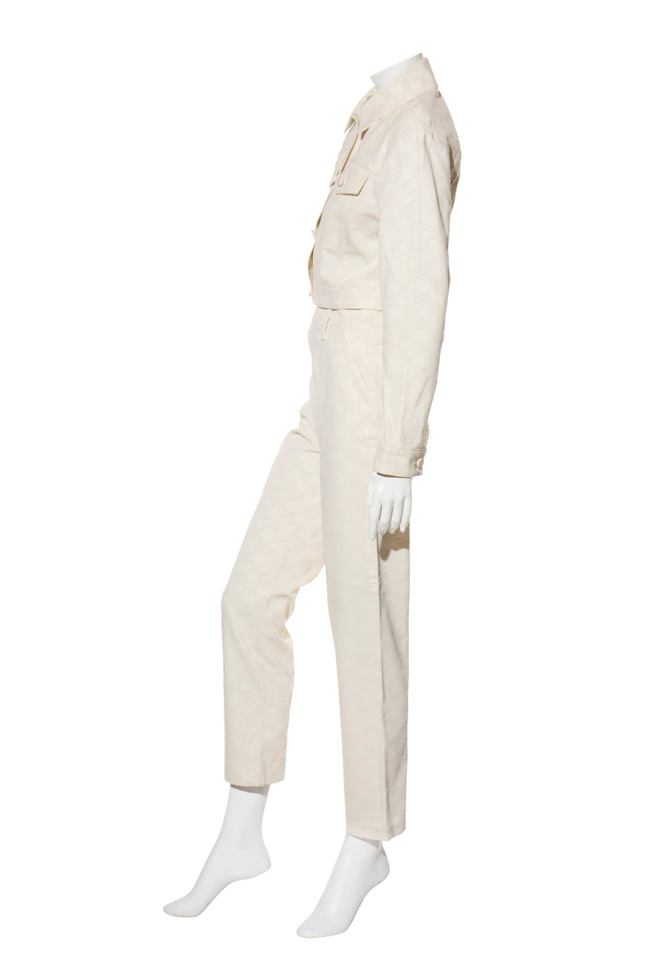 Fendi Women's Ivory FF Monogram Denim Jacket & Pants Set IT 40 / US 4 Made in Italy