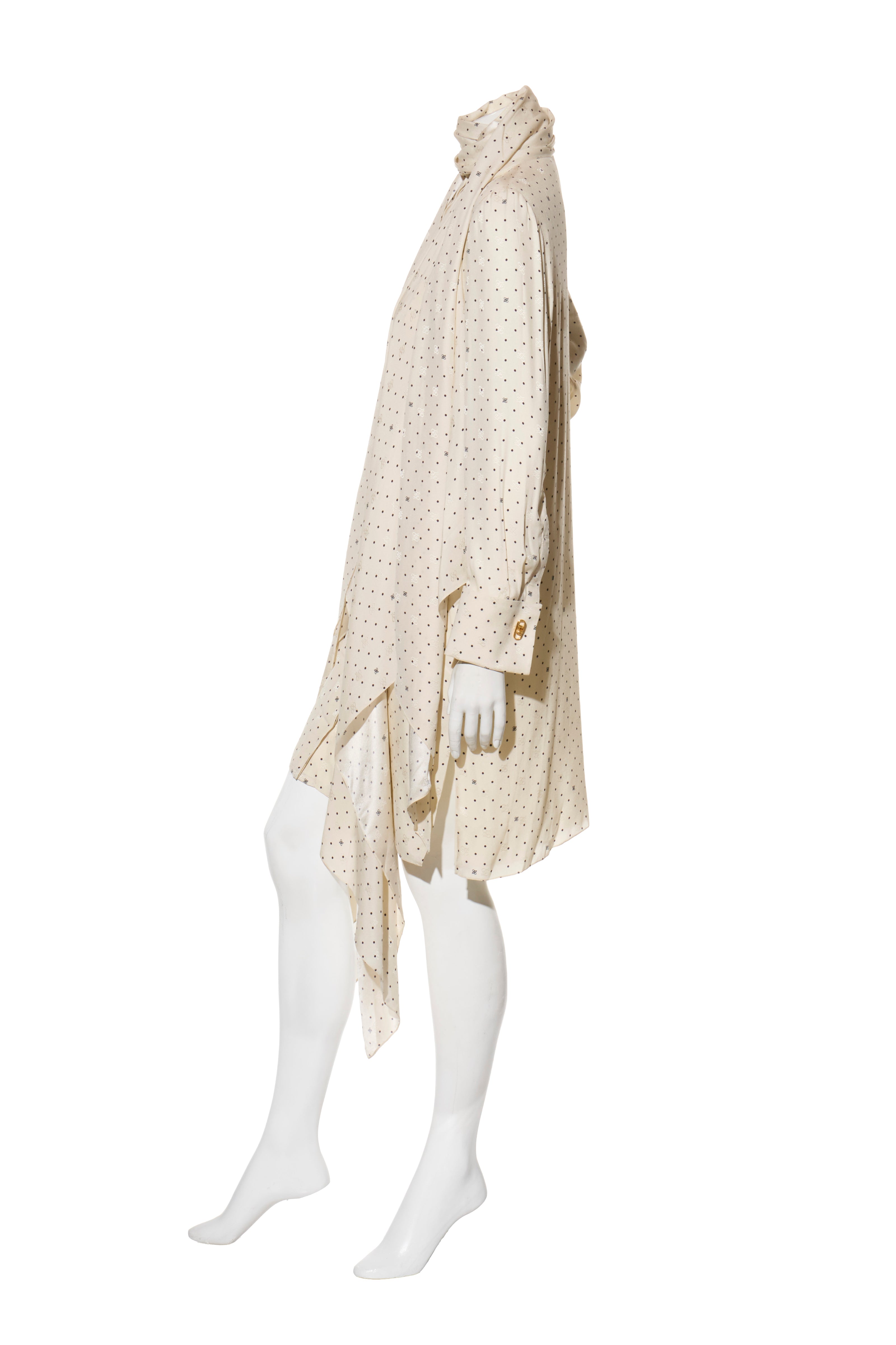 Fendi Pre-Fall 2021 Ivory Silk Polka Dot Dress Worn by Demi Moore Size 38