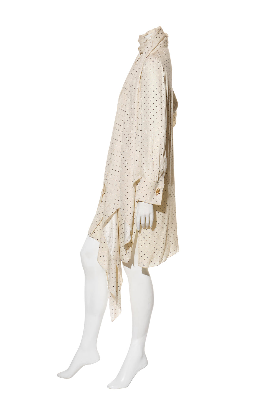 Fendi Pre-Fall 2021 Ivory Silk Polka Dot Dress Worn by Demi Moore Size 38