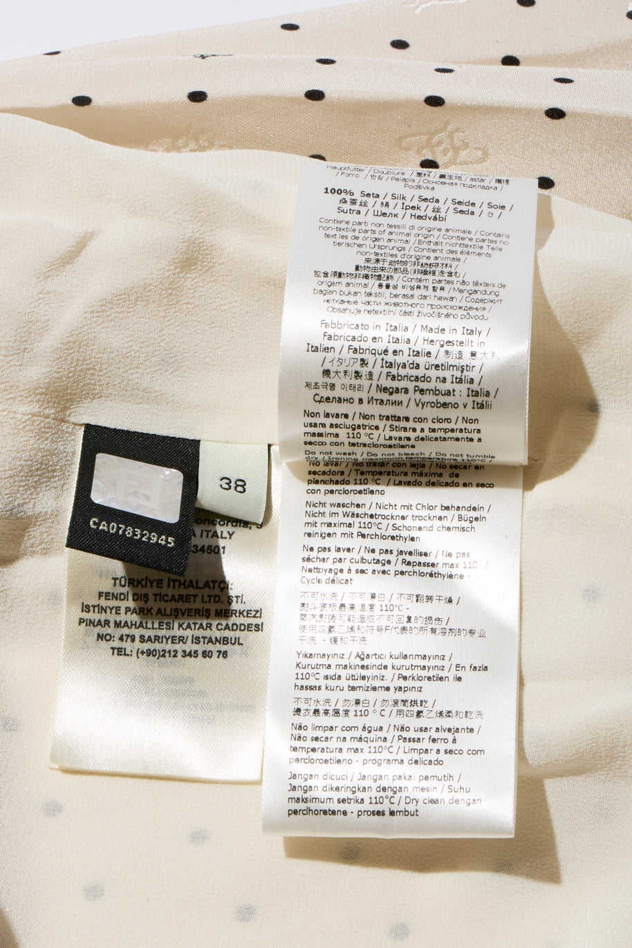 Fendi Pre-Fall 2021 Ivory Silk Polka Dot Dress Worn by Demi Moore Size 38