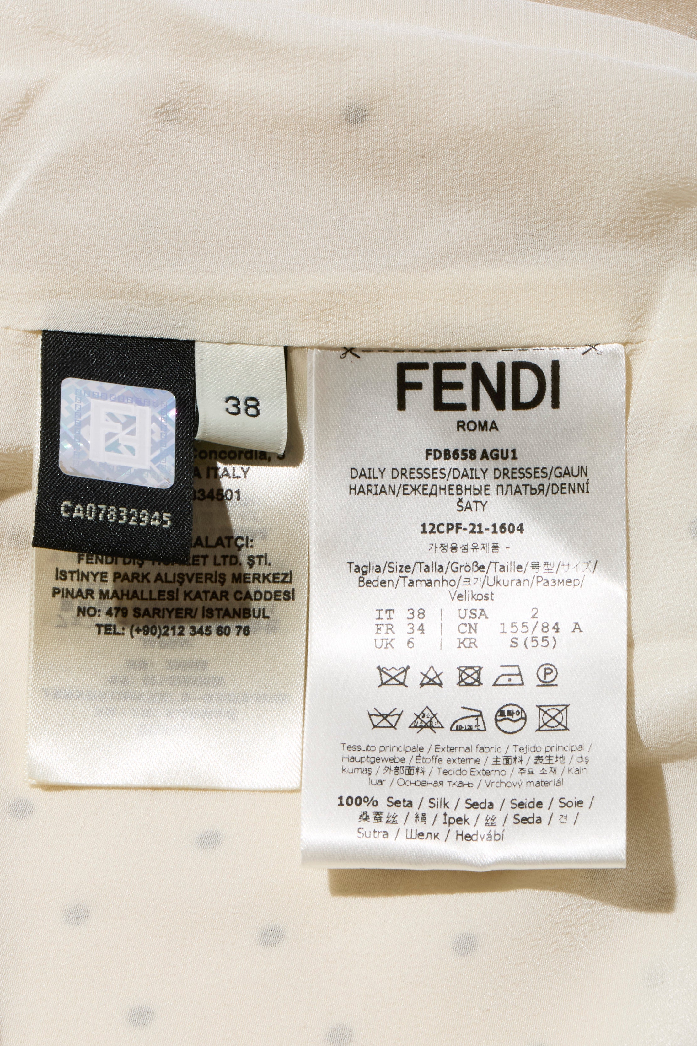 Fendi Pre-Fall 2021 Ivory Silk Polka Dot Dress Worn by Demi Moore Size 38