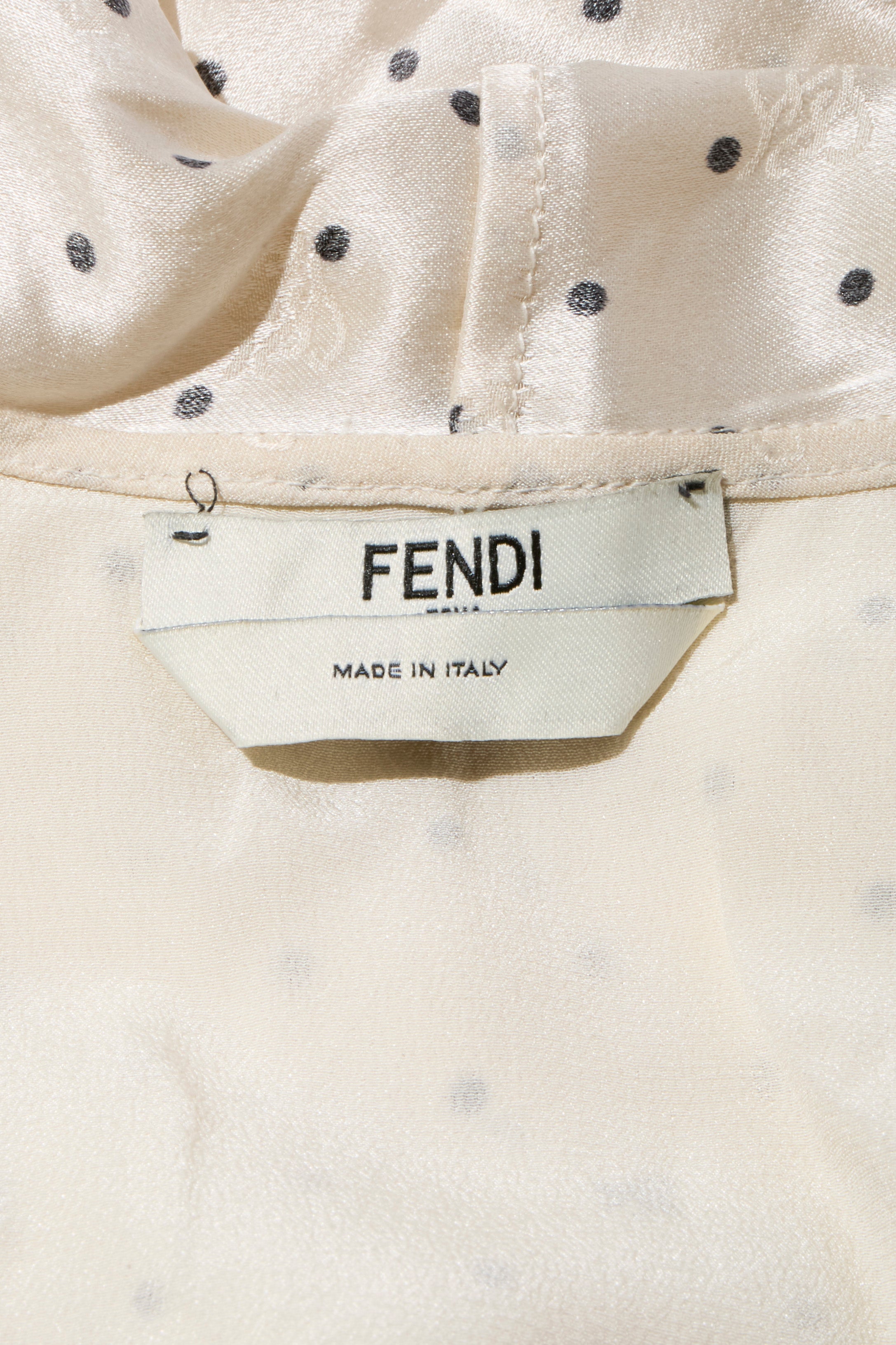 Fendi Pre-Fall 2021 Ivory Silk Polka Dot Dress Worn by Demi Moore Size 38