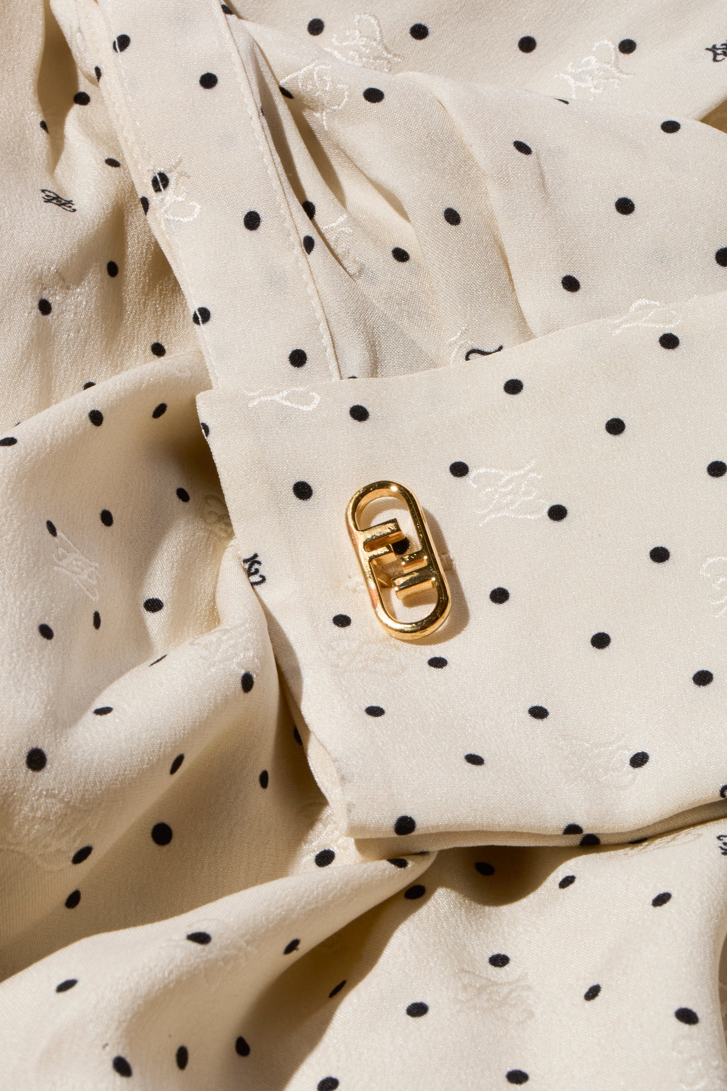 Fendi Pre-Fall 2021 Ivory Silk Polka Dot Dress Worn by Demi Moore Size 38