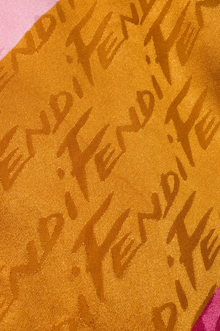 Fendi Spring 2022 Runway Silk Logo Pink Jacquard Stripe Set (Top & Pants), IT 40