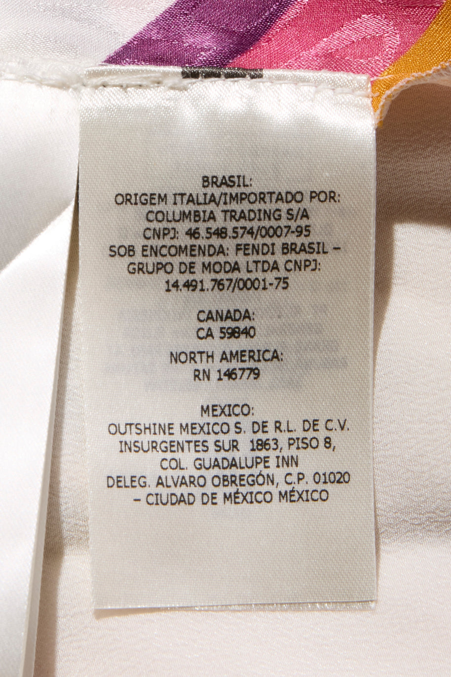 Fendi Spring 2022 Runway Silk Logo Pink Jacquard Stripe Set (Top & Pants), IT 40