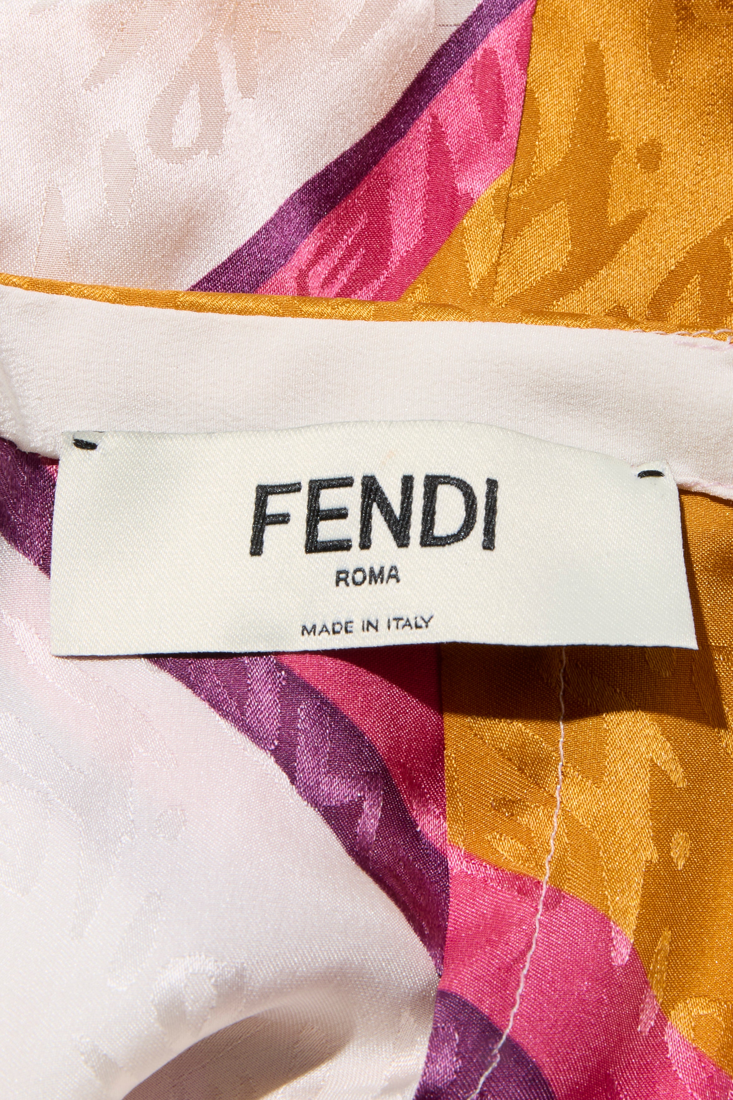 Fendi Spring 2022 Runway Silk Logo Pink Jacquard Stripe Set (Top & Pants), IT 40