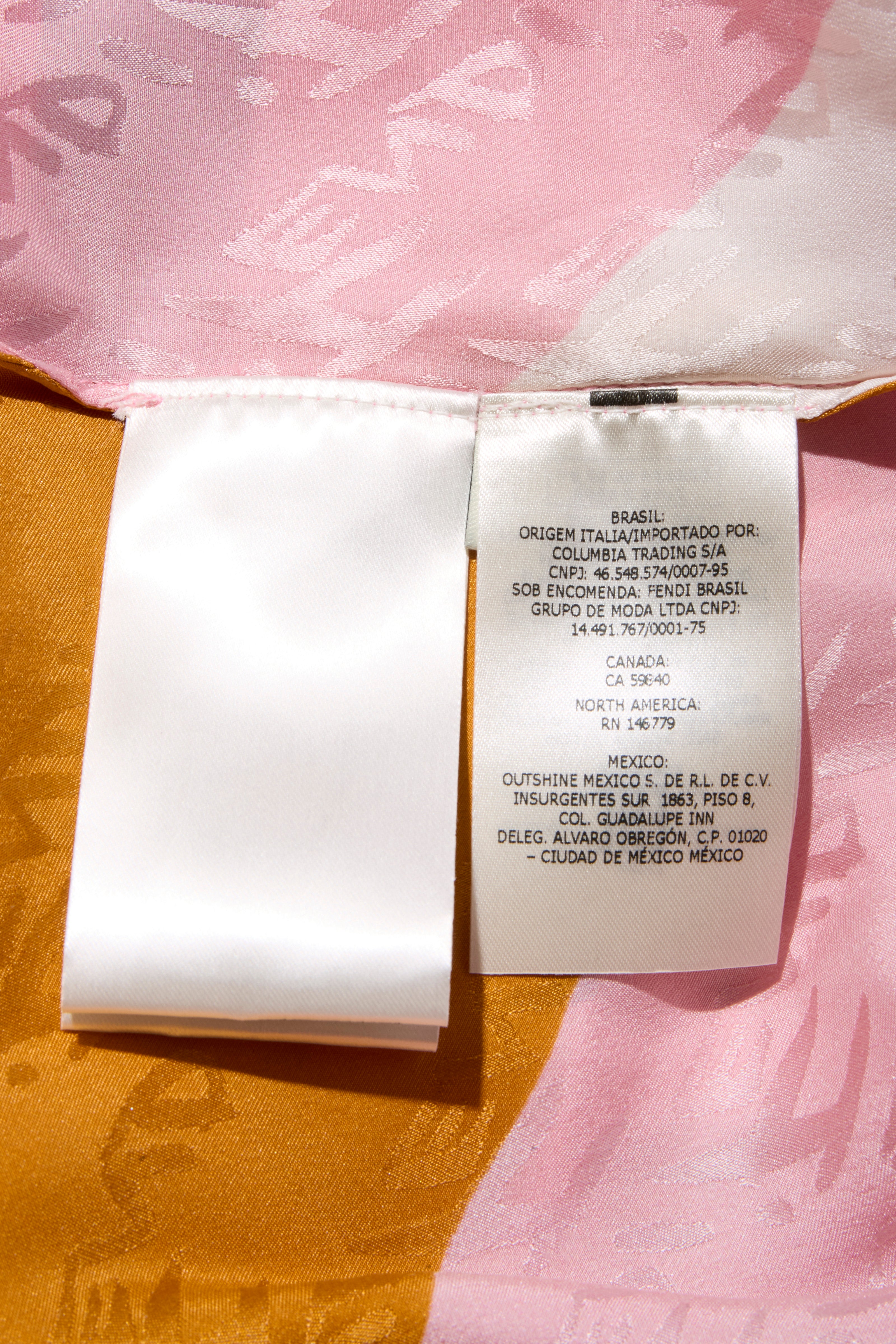 Fendi Spring 2022 Runway Silk Logo Pink Jacquard Stripe Set (Top & Pants), IT 40