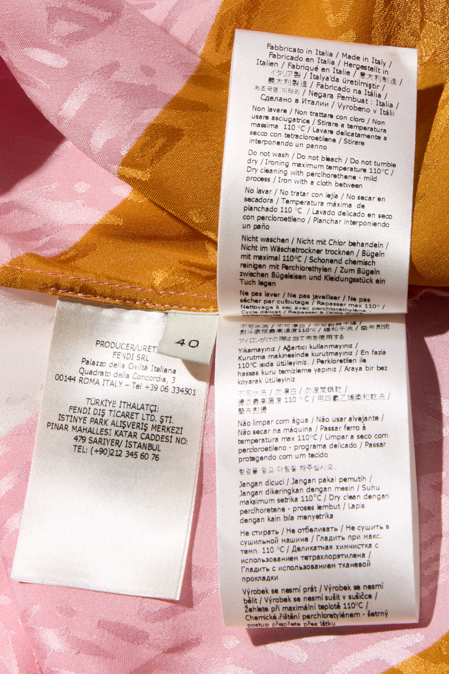 Fendi Spring 2022 Runway Silk Logo Pink Jacquard Stripe Set (Top & Pants), IT 40