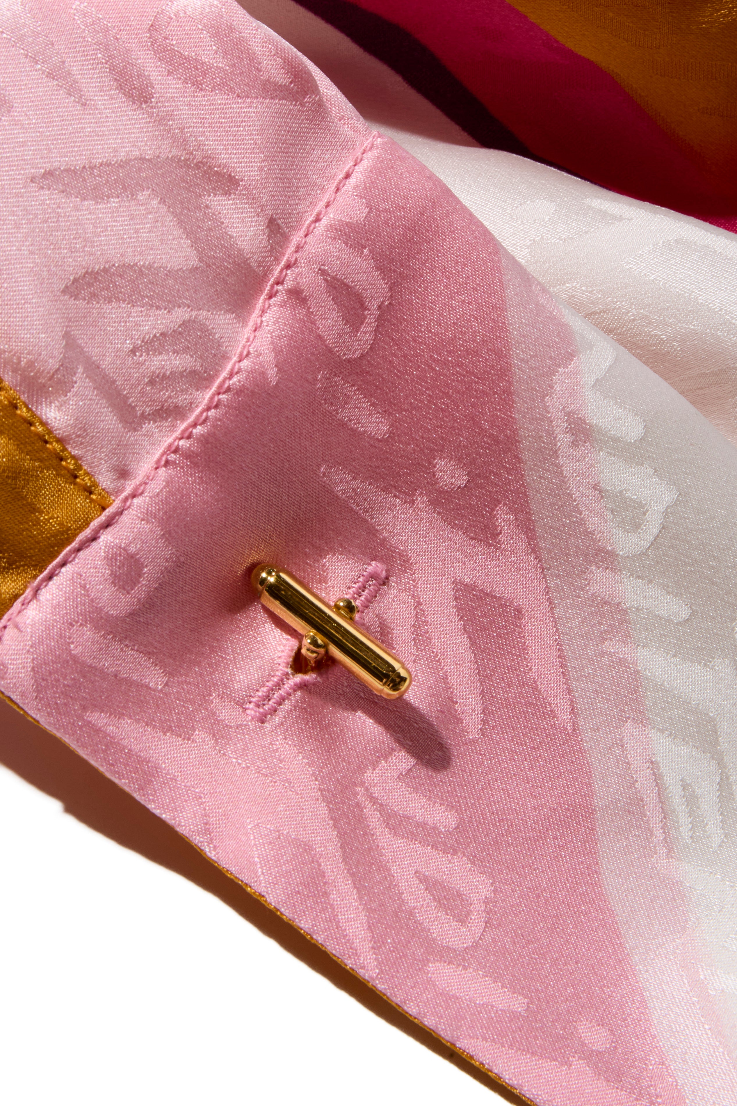 Fendi Spring 2022 Runway Silk Logo Pink Jacquard Stripe Set (Top & Pants), IT 40