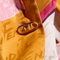 Fendi Spring 2022 Runway Silk Logo Pink Jacquard Stripe Set (Top & Pants), IT 40