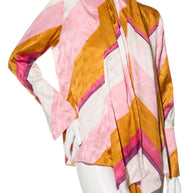 Fendi Spring 2022 Runway Silk Logo Pink Jacquard Stripe Set (Top & Pants), IT 40