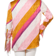 Fendi Spring 2022 Runway Silk Logo Pink Jacquard Stripe Set (Top & Pants), IT 40