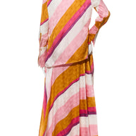 Fendi Spring 2022 Runway Silk Logo Pink Jacquard Stripe Set (Top & Pants), IT 40