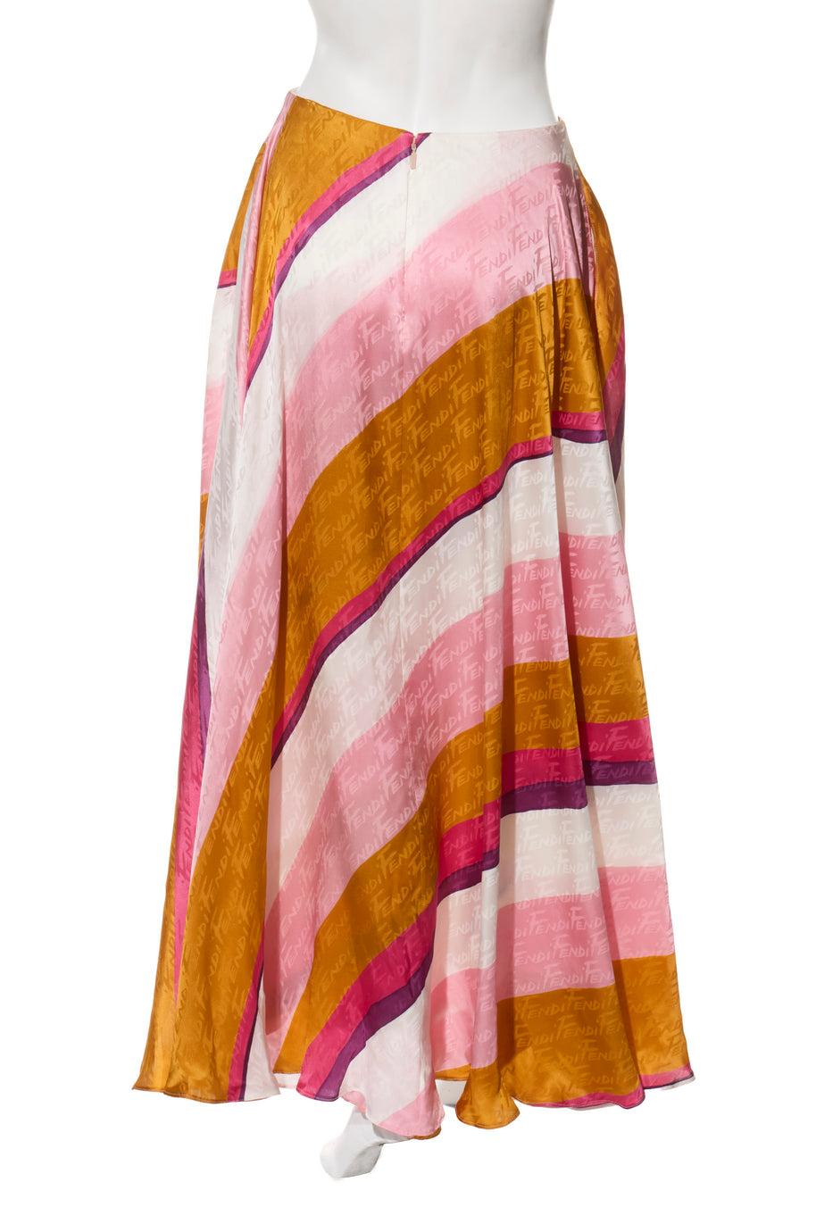 Fendi Spring 2022 Runway Silk Logo Pink Jacquard Stripe Set (Top & Pants), IT 40