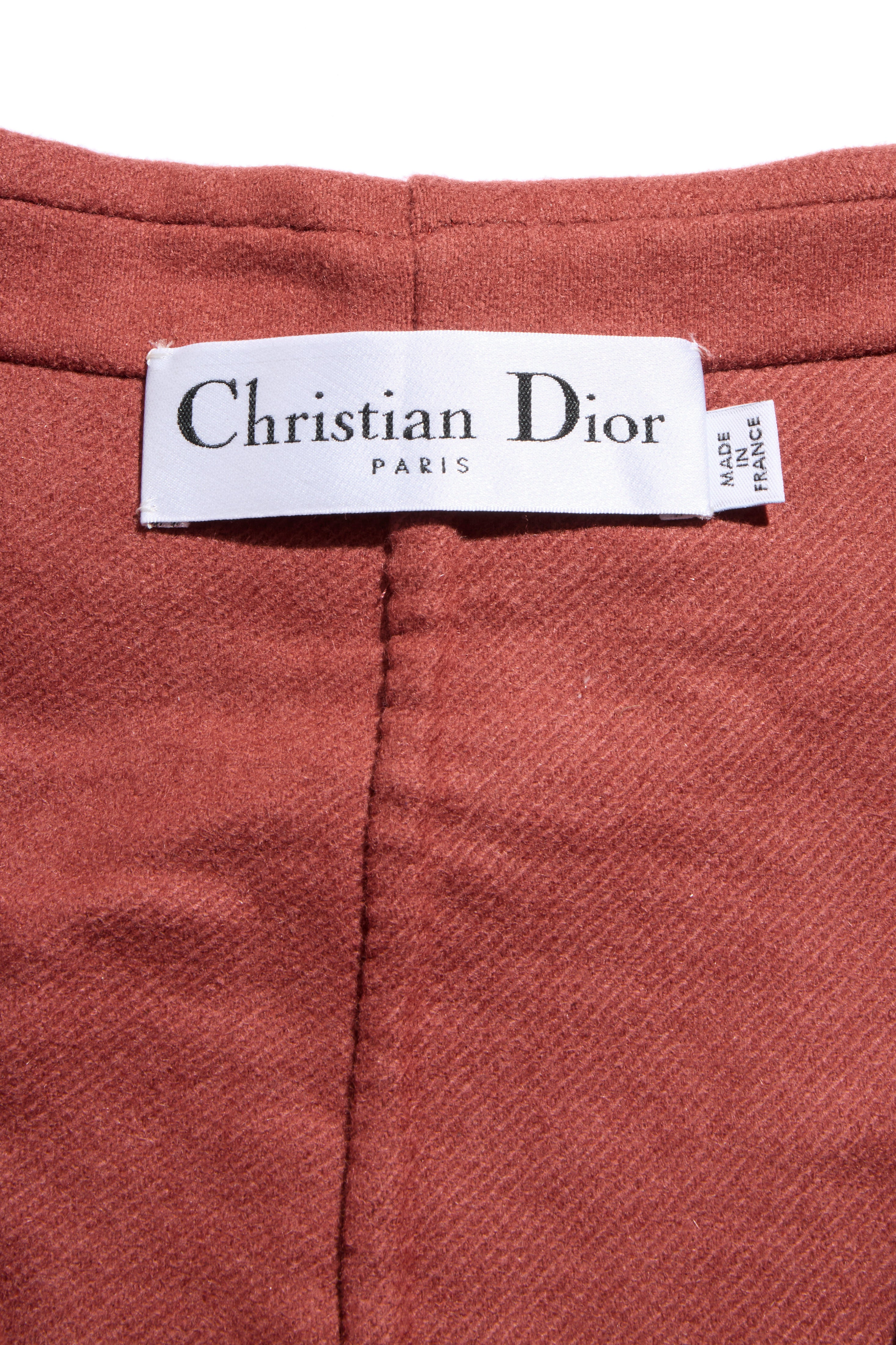 Christian Dior FW16 Rust Wool Rabbit Hair Double-Breasted Jacket FR 36
