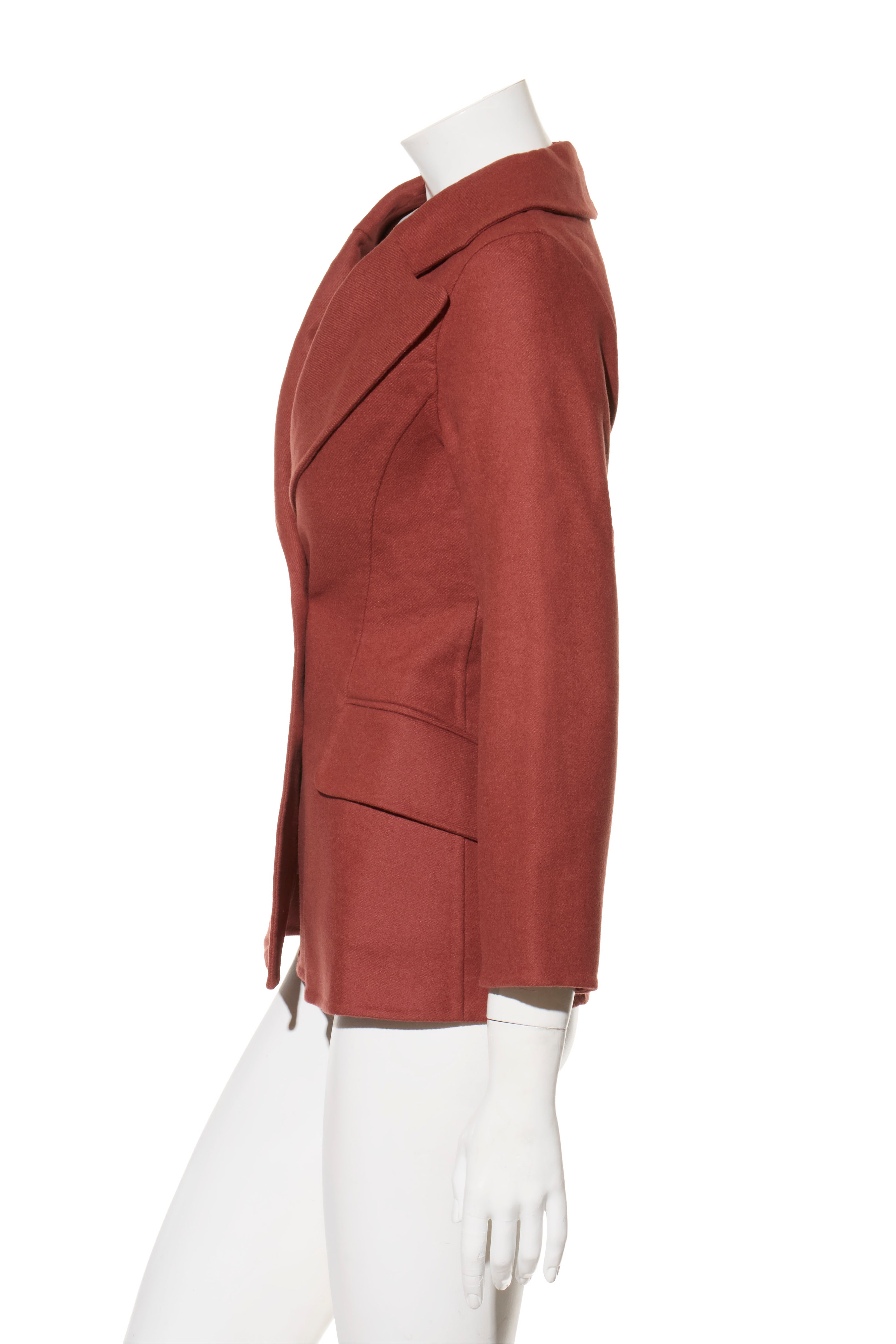 Christian Dior FW16 Rust Wool Rabbit Hair Double-Breasted Jacket FR 36