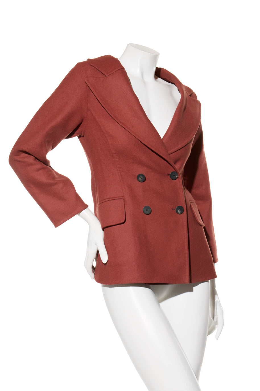 Christian Dior FW16 Rust Wool Rabbit Hair Double-Breasted Jacket FR 36