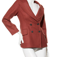 Christian Dior FW16 Rust Wool Rabbit Hair Double-Breasted Jacket FR 36