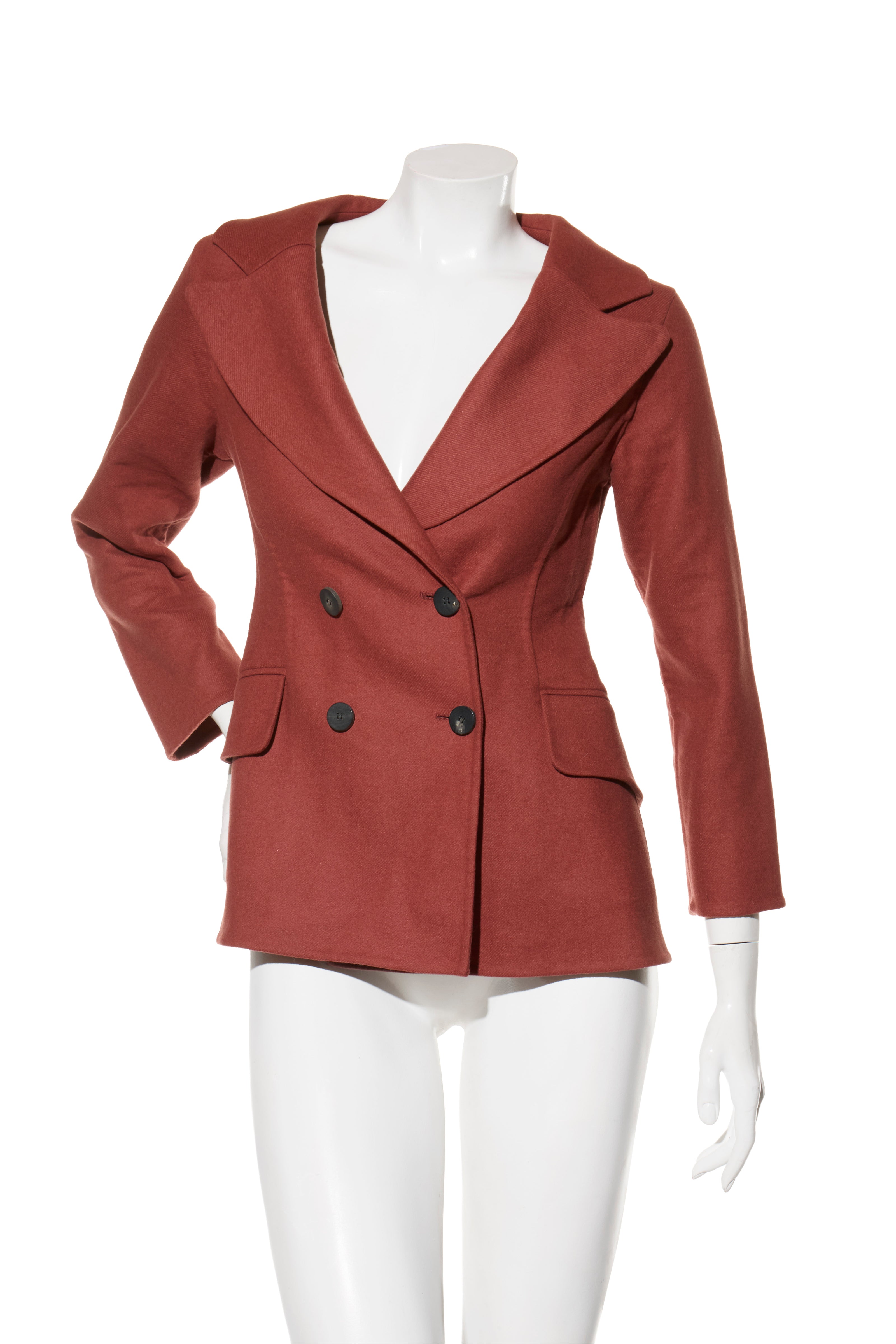 Christian Dior FW16 Rust Wool Rabbit Hair Double-Breasted Jacket FR 36