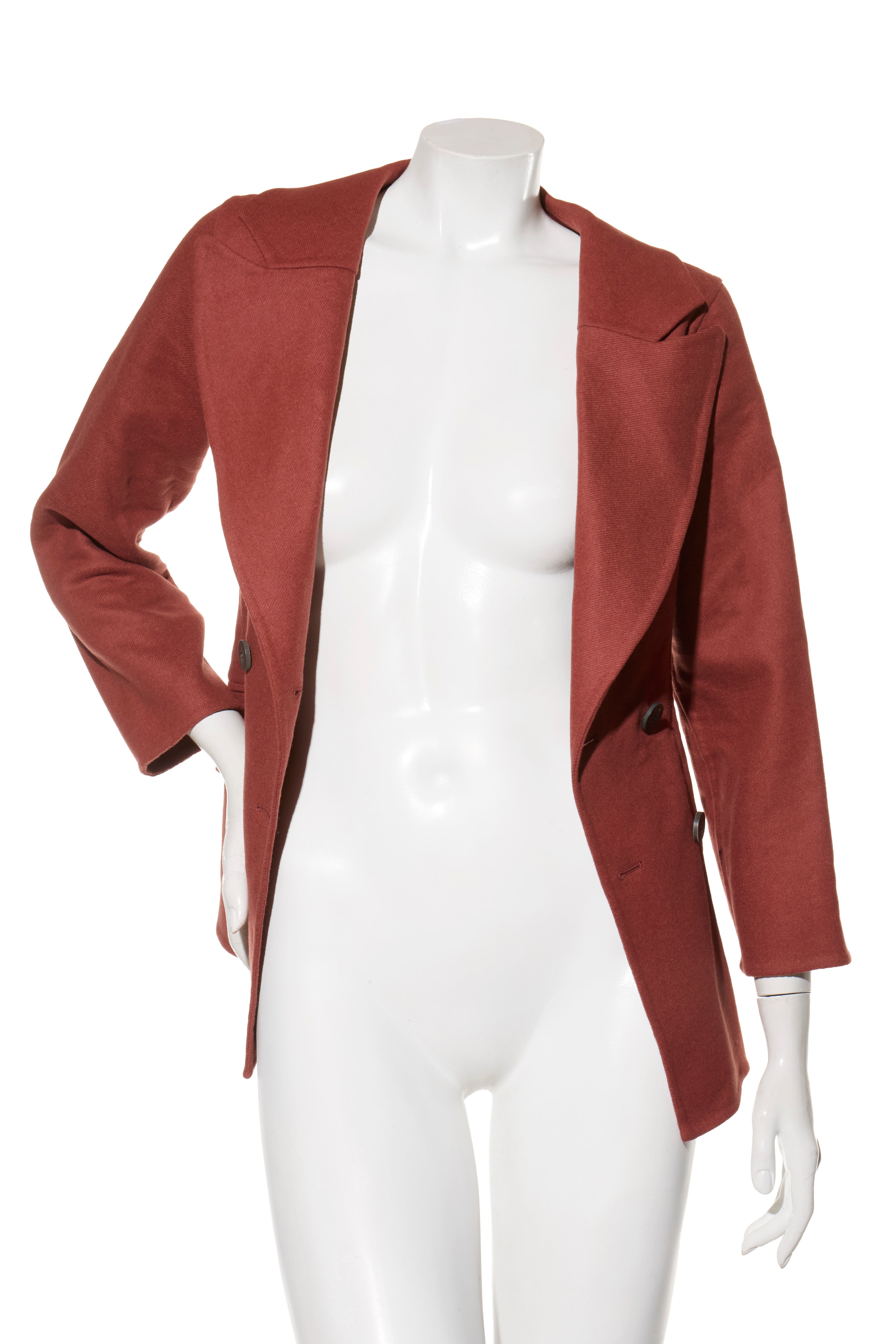 Christian Dior FW16 Rust Wool Rabbit Hair Double-Breasted Jacket FR 36