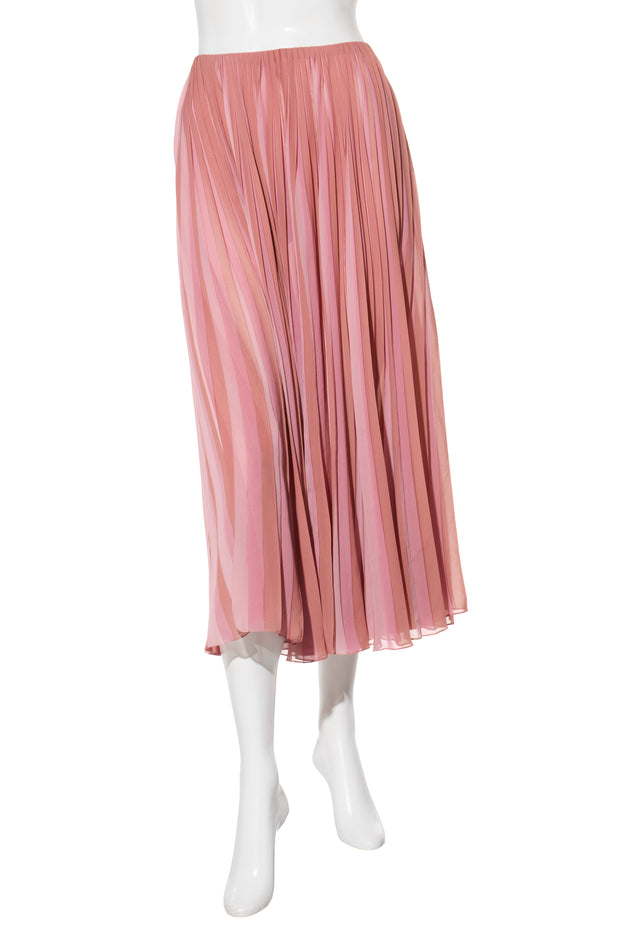 Christian Dior Vintage Pleated Striped Pink Midi Skirt Made in Italy Size FR 36