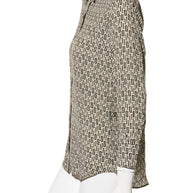 Fendi Pre-Fall 2012 Rare Black Ivory Monogram Wool Silk 3-Piece Skirt Suit Set (Coat, Blouse, Skirt)