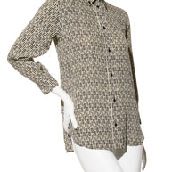 Fendi Pre-Fall 2012 Rare Black Ivory Monogram Wool Silk 3-Piece Skirt Suit Set (Coat, Blouse, Skirt)