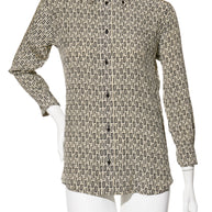 Fendi Pre-Fall 2012 Rare Black Ivory Monogram Wool Silk 3-Piece Skirt Suit Set (Coat, Blouse, Skirt)