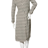 Fendi Pre-Fall 2012 Rare Black Ivory Monogram Wool Silk 3-Piece Skirt Suit Set (Coat, Blouse, Skirt)