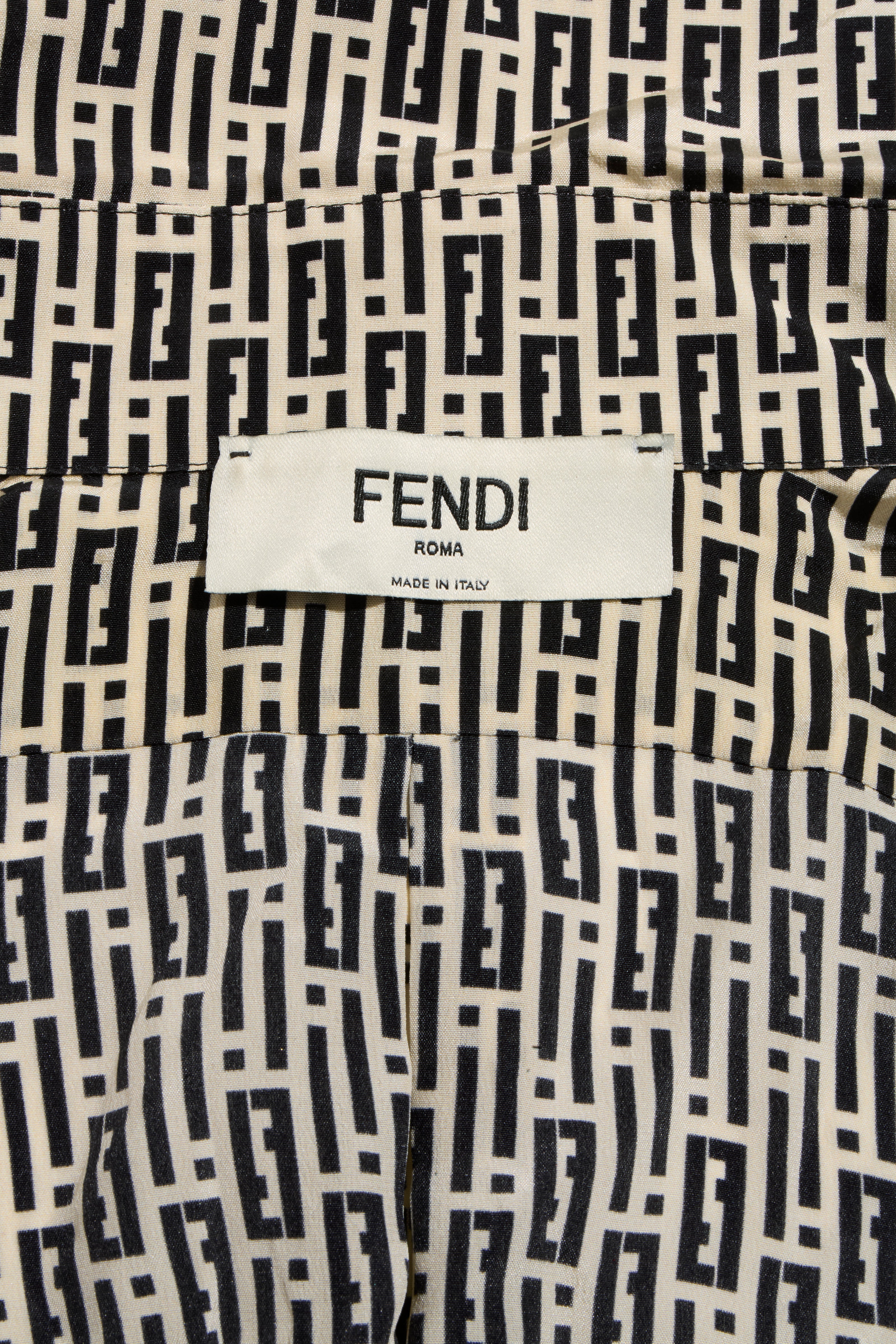 Fendi Pre-Fall 2012 Rare Black Ivory Monogram Wool Silk 3-Piece Skirt Suit Set (Coat, Blouse, Skirt)
