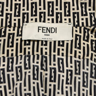Fendi Pre-Fall 2012 Rare Black Ivory Monogram Wool Silk 3-Piece Skirt Suit Set (Coat, Blouse, Skirt)