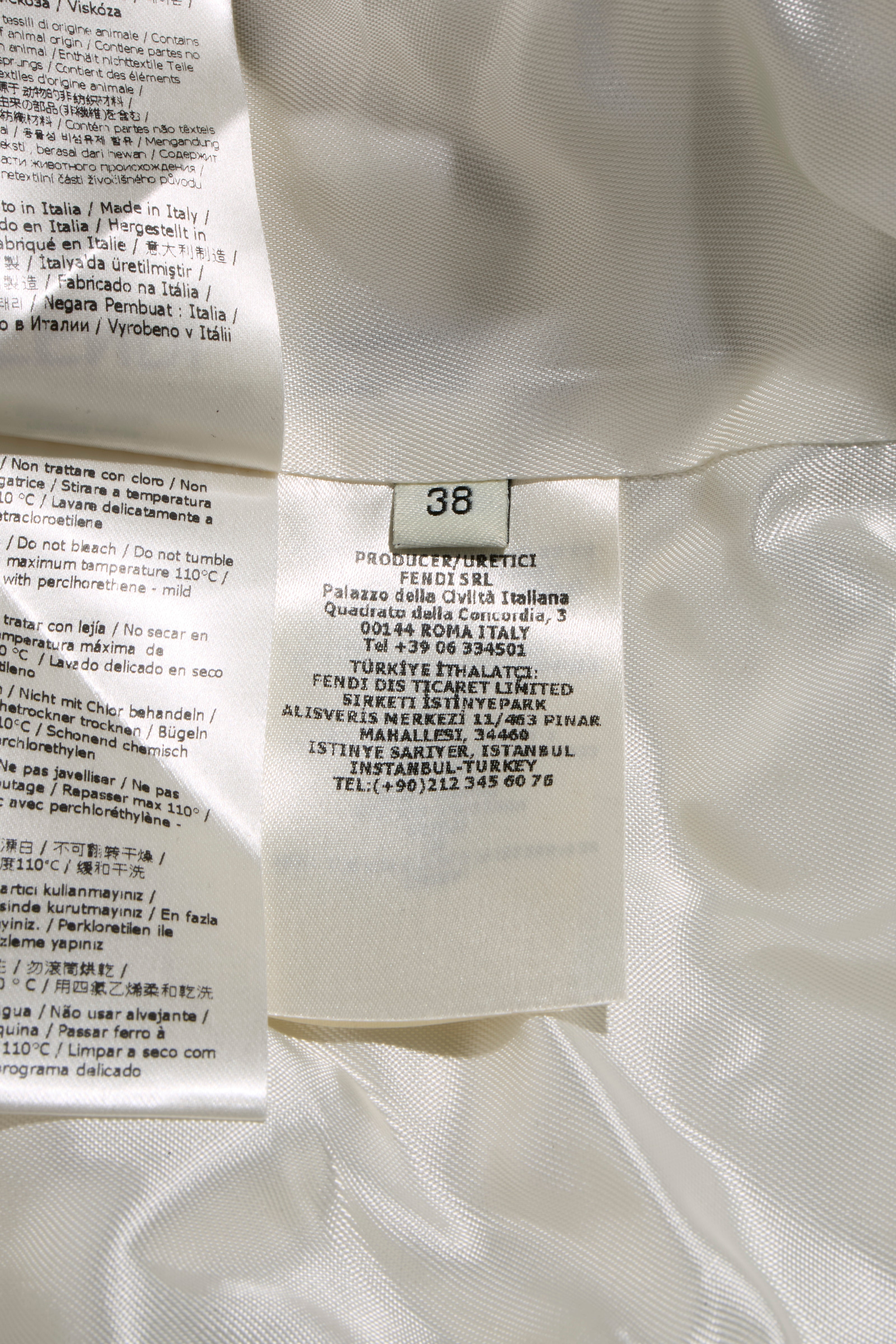 Fendi Pre-Fall 2012 Rare Black Ivory Monogram Wool Silk 3-Piece Skirt Suit Set (Coat, Blouse, Skirt)