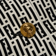 Fendi Pre-Fall 2012 Rare Black Ivory Monogram Wool Silk 3-Piece Skirt Suit Set (Coat, Blouse, Skirt)