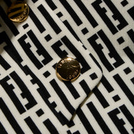 Fendi Pre-Fall 2012 Rare Black Ivory Monogram Wool Silk 3-Piece Skirt Suit Set (Coat, Blouse, Skirt)