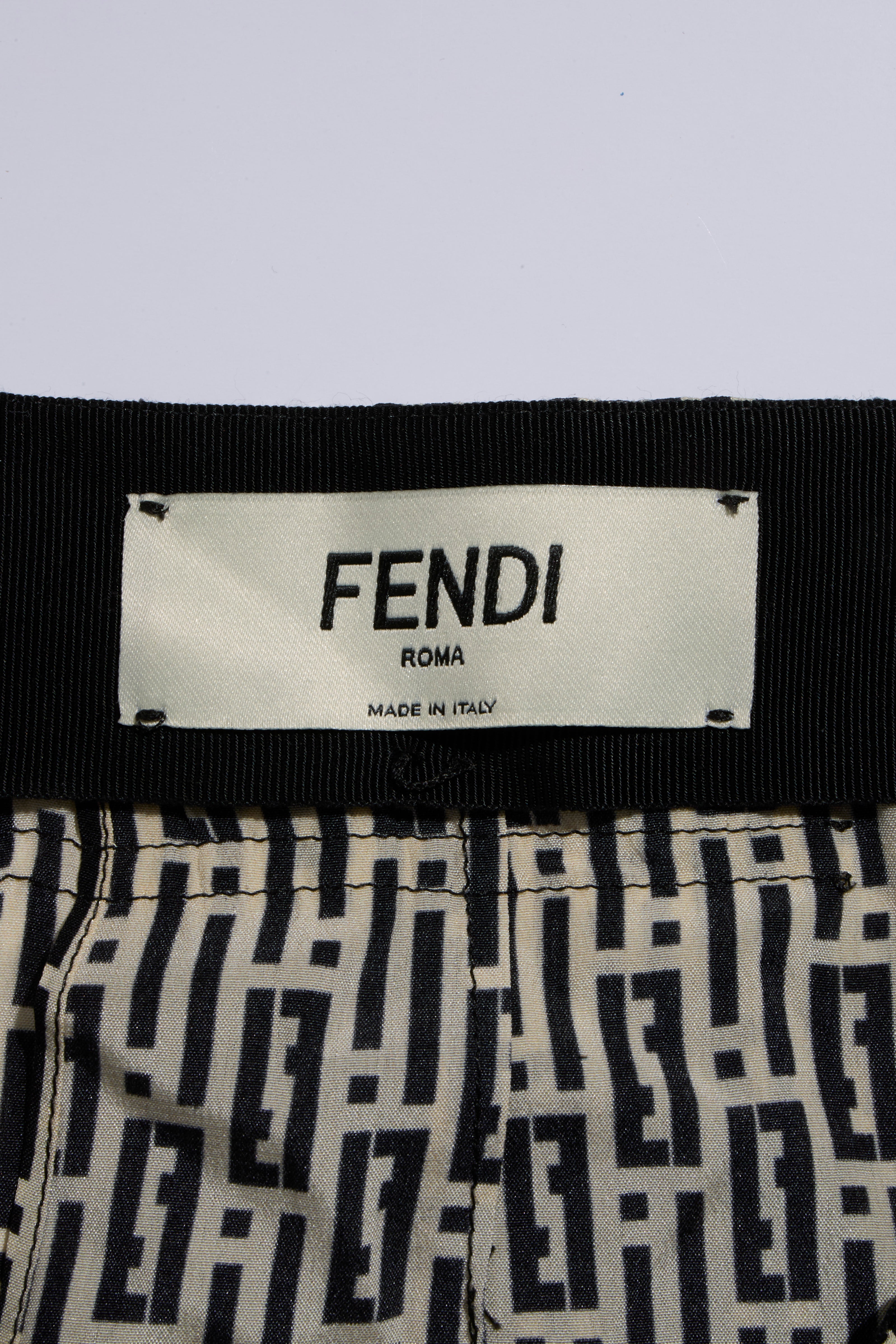 Fendi Pre-Fall 2012 Rare Black Ivory Monogram Wool Silk 3-Piece Skirt Suit Set (Coat, Blouse, Skirt)
