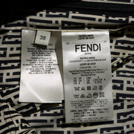 Fendi Pre-Fall 2012 Rare Black Ivory Monogram Wool Silk 3-Piece Skirt Suit Set (Coat, Blouse, Skirt)